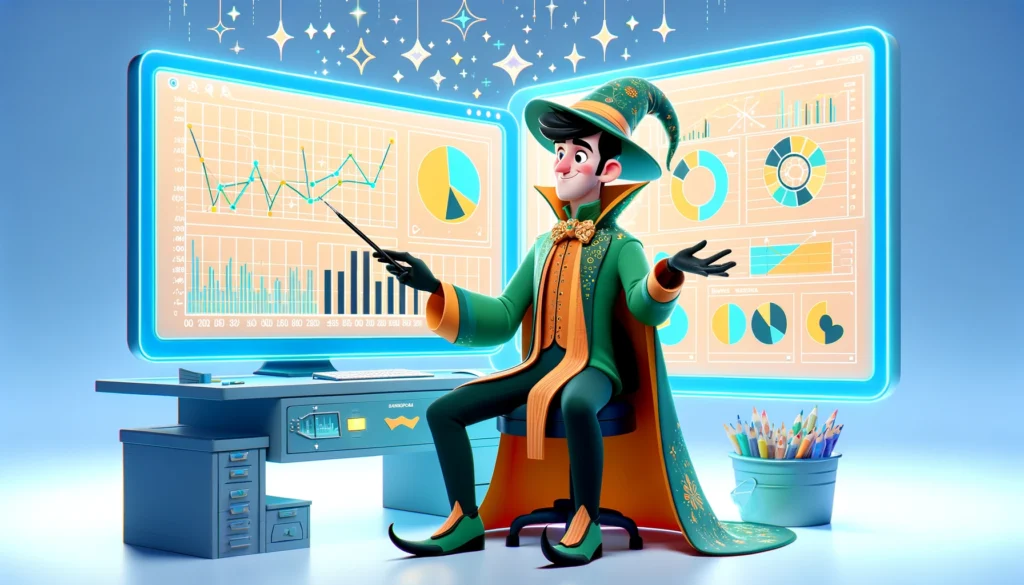 Magicien d'oz qui travail l'analyse web - Wizard Data